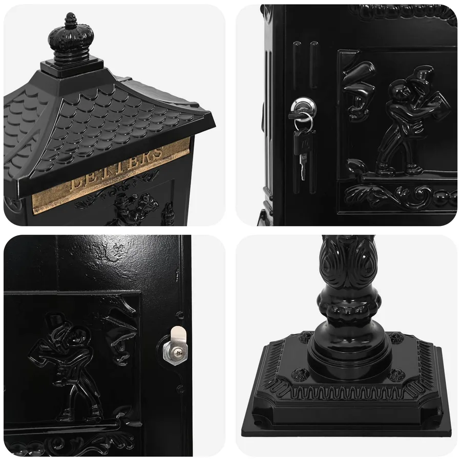 Boîte aux Lettres Debout avec porte Noir 42,5 x 29,5 x 117 cm - 6