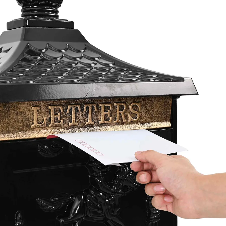 Boîte aux Lettres Debout avec porte Noir 42,5 x 29,5 x 117 cm - 8
