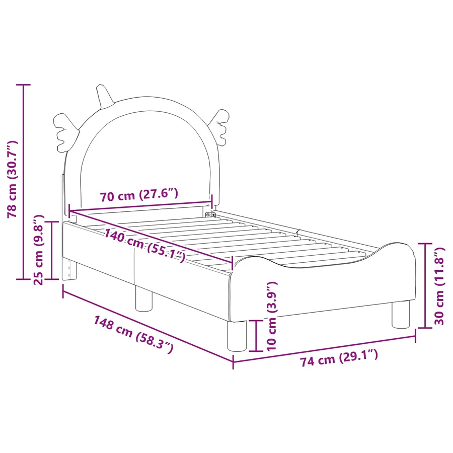 Cadre de lit pour tout-petit avec tête de lit Rose 70 x 140 cm - 10