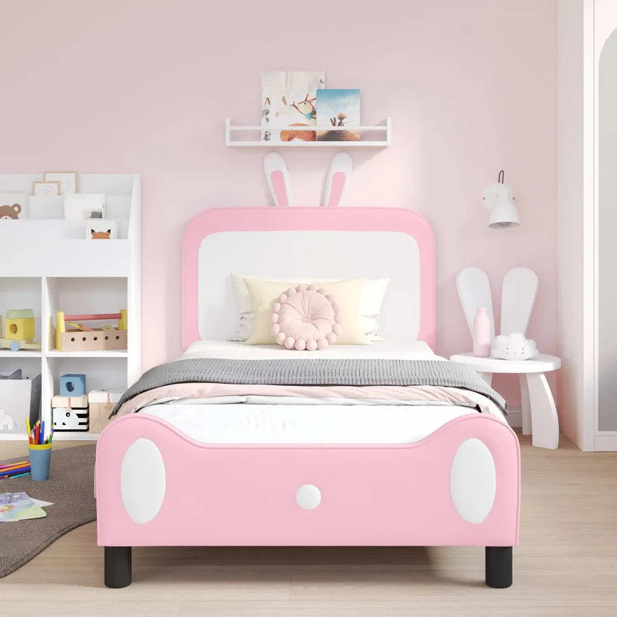 Cadre de lit pour enfants avec tête de lit Rose 90 x 200 cm PU - 3