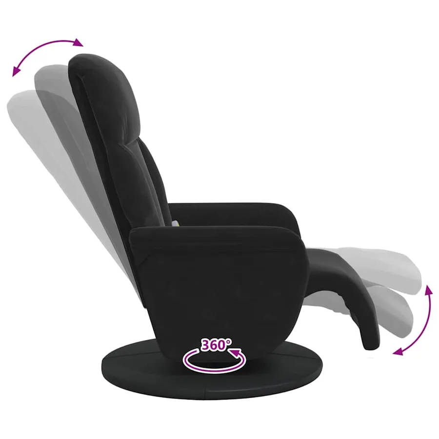 Fauteuil de massage inclinable Noir 91 x 71 x 105 cm Velours - 10