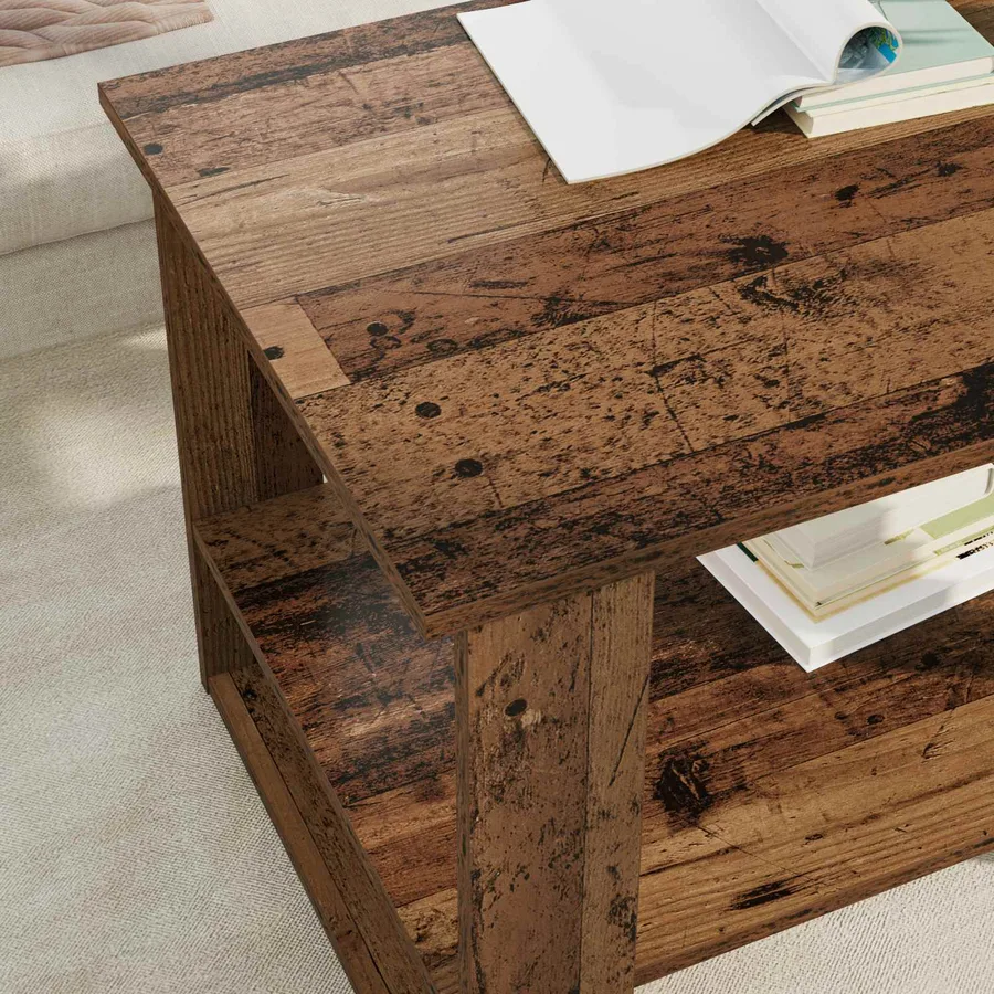 Table basse Bois ancien 72 x 50 x 50 cm Bois d'ingénierie - 4