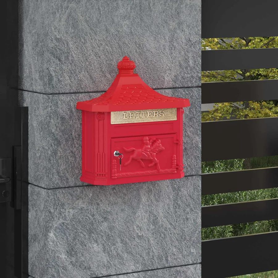 Boîte aux lettres murale avec stockage Rouge 40,5 x 16 x 45 cm