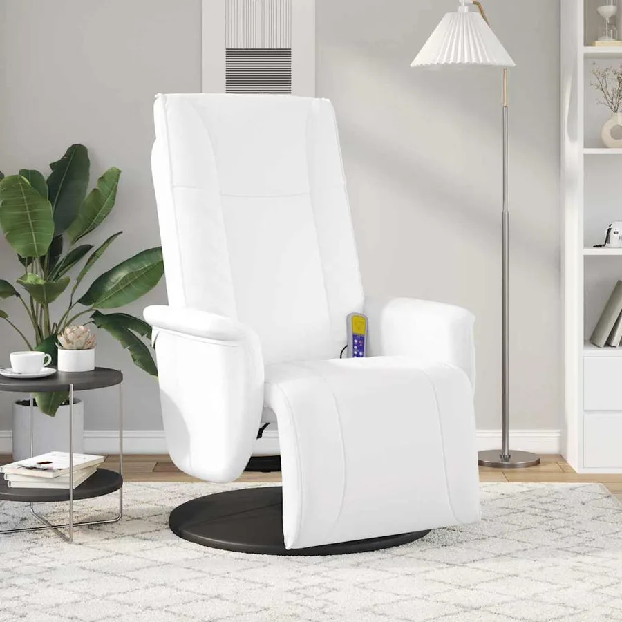 Fauteuil de massage pivotant Blanc 71 x 90 x 105 cm Simili cuir - 3