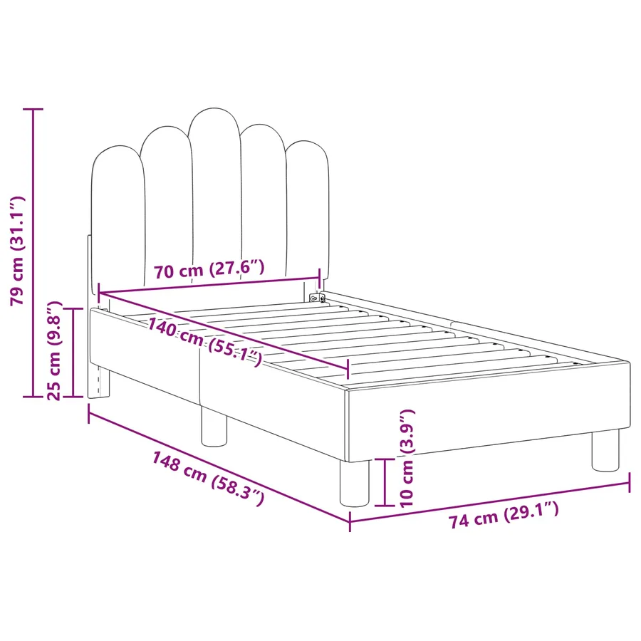 Cadre de lit pour tout-petit avec tête de lit Rose 70 x 140 cm - 8