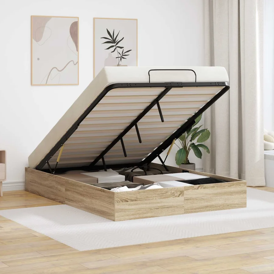 Cadre de lit ottoman Chêne Sonoma 193 x 120 x 25 cm