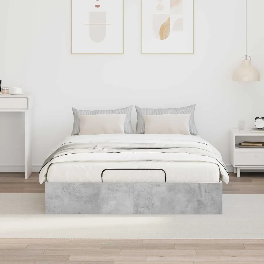 Cadre de lit ottoman Gris Béton 140 x 200 cm Bois d’ingénierie - 4