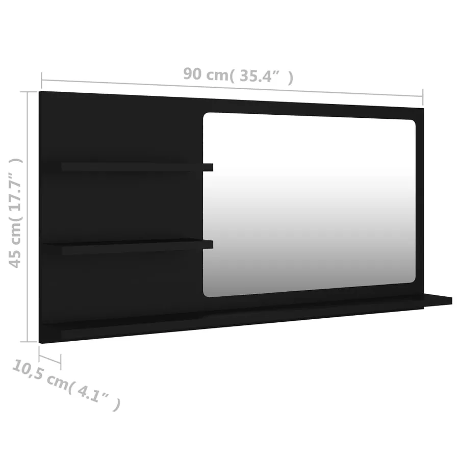 Miroir de salle de bain noir 90x10,5x45 cm bois d’ingénierie - 7