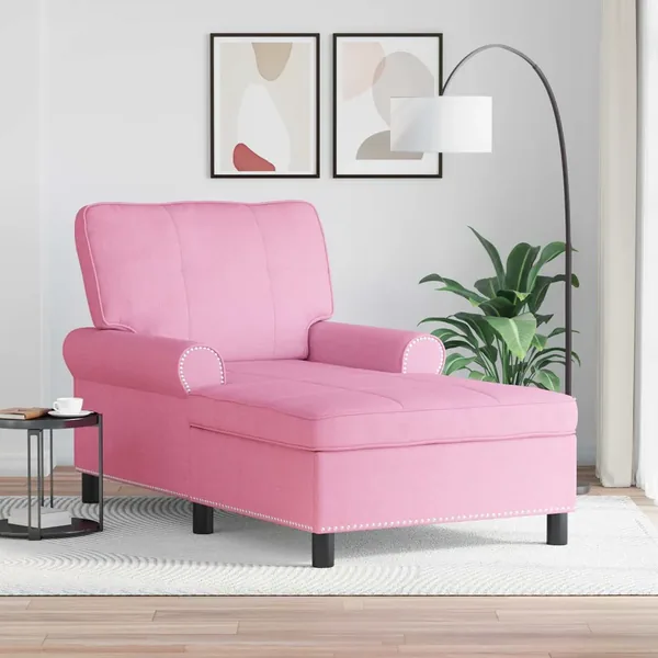 Chaise longue avec coussin Rose 91 x 157 x 91 cm tissu