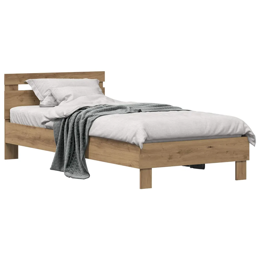 Cadre de lit Chêne artisanal 75 x 190 cm Bois d'ingénierie - 2