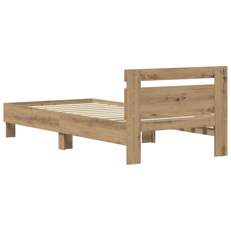 Cadre de lit Chêne artisanal 75 x 190 cm Bois d'ingénierie - 6