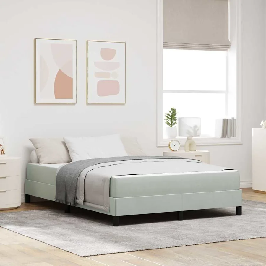 Lit à ressorts avec matelas Gris clair 160 x 210 cm tissu