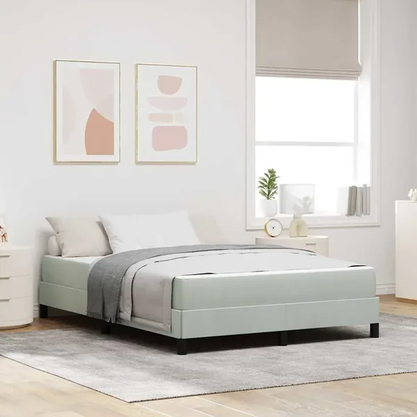 Lit à ressorts avec matelas Gris clair 160 x 210 cm tissu