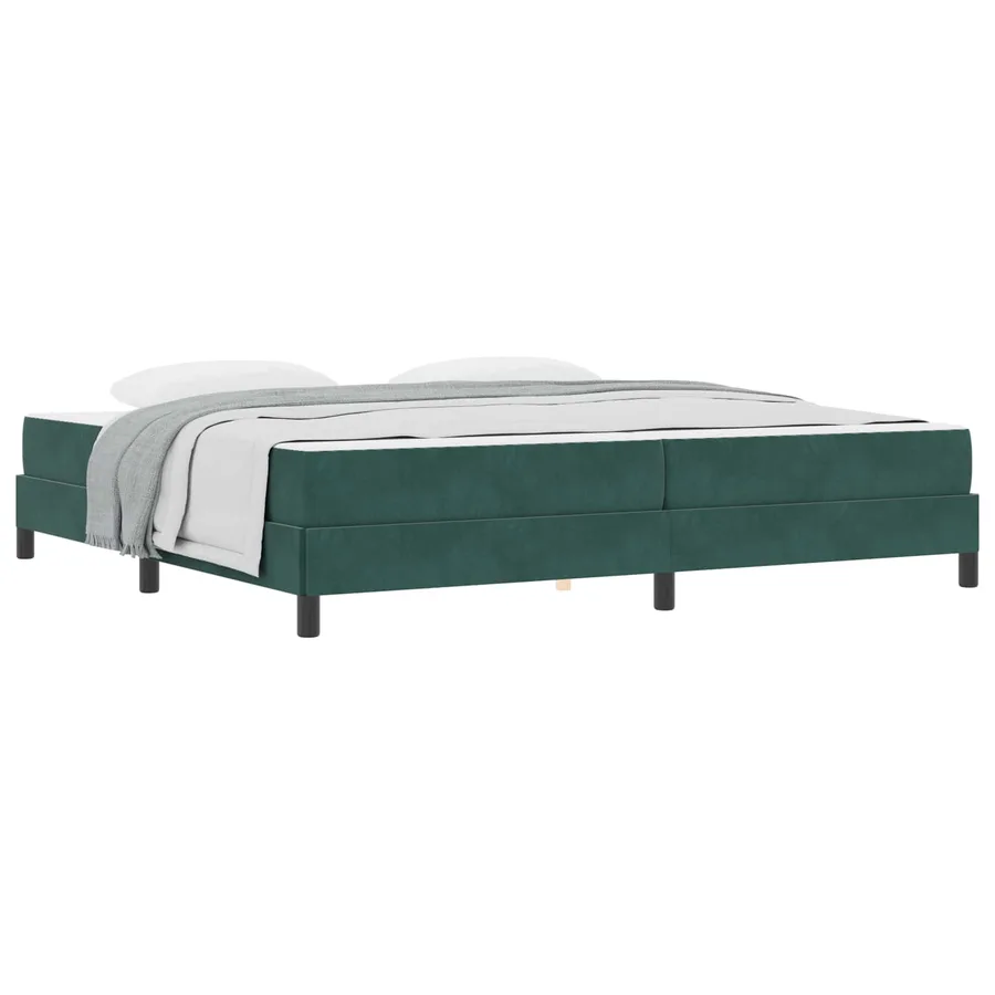 Lit à ressorts avec matelas Vert foncé 200 x 220 cm tissu - 2