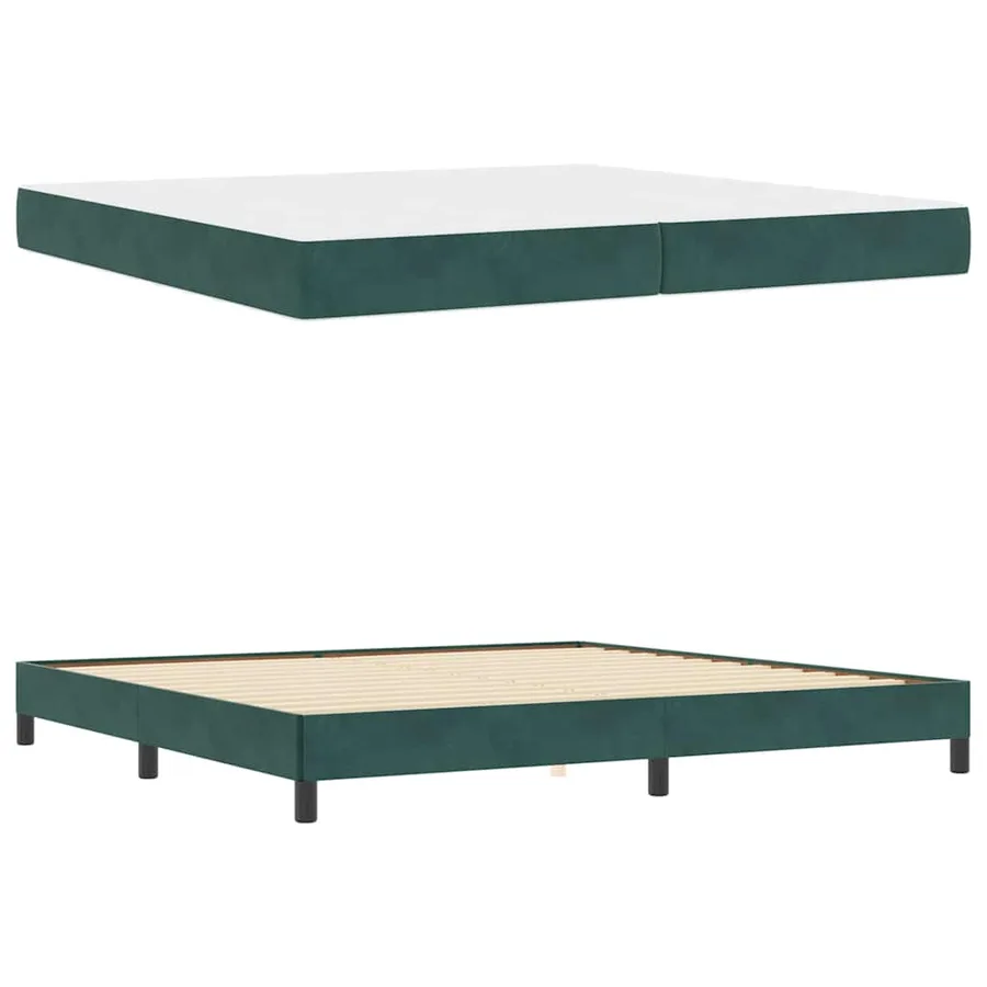 Lit à ressorts avec matelas Vert foncé 200 x 220 cm tissu - 4
