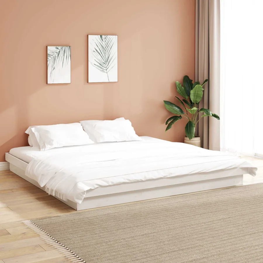 Cadre de lit Blanc 200 x 200 cm Pin massif