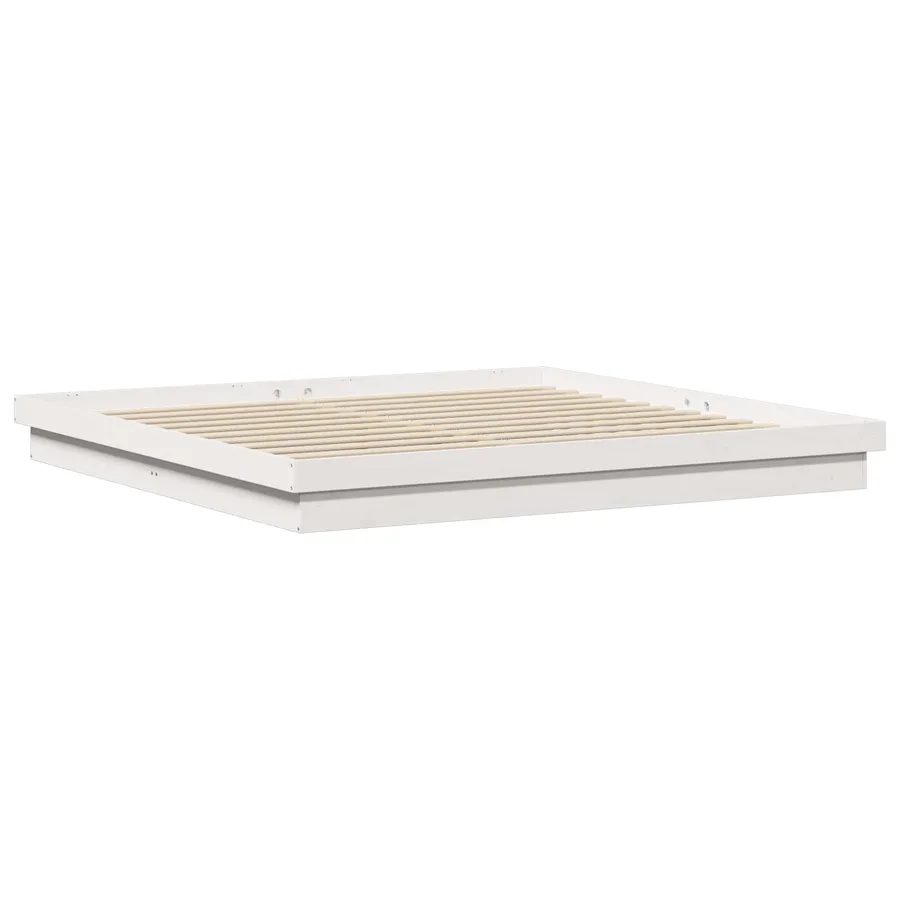 Cadre de lit Blanc 200 x 200 cm Pin massif - 3