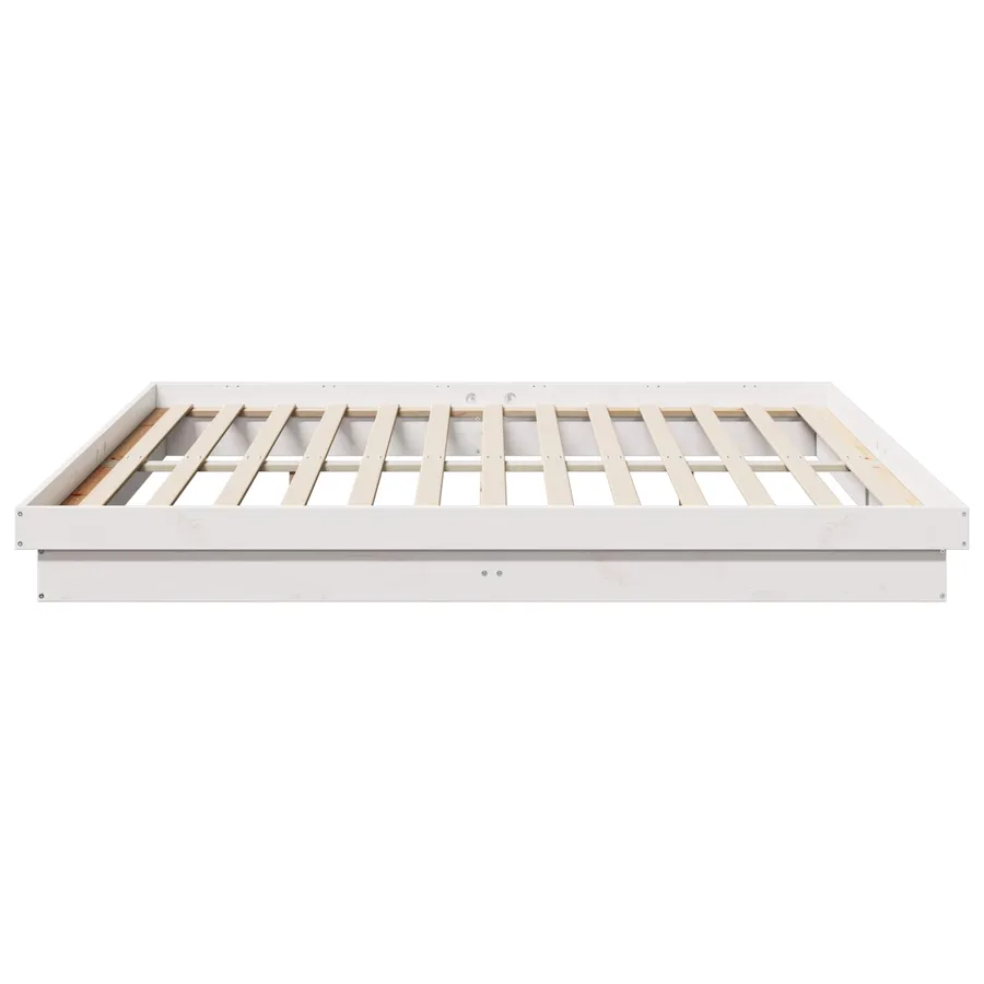 Cadre de lit Blanc 200 x 200 cm Pin massif - 5