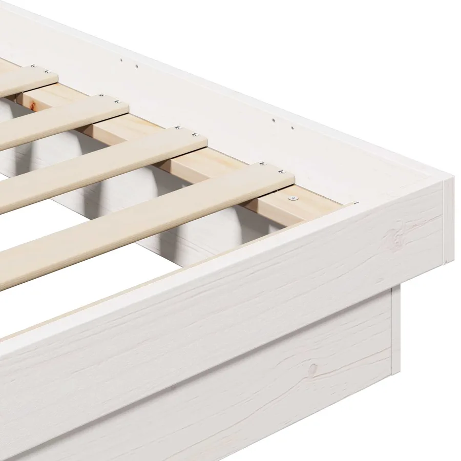 Cadre de lit Blanc 200 x 200 cm Pin massif - 6