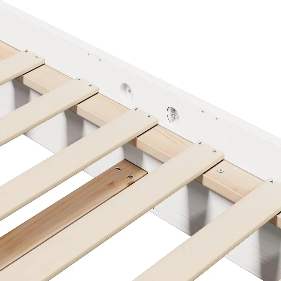 Cadre de lit Blanc 200 x 200 cm Pin massif - 7