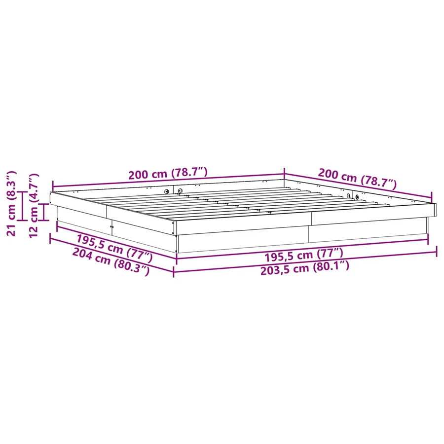 Cadre de lit Blanc 200 x 200 cm Pin massif - 9