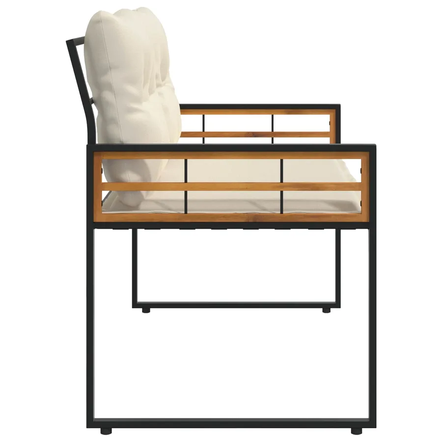 Banc à couches en bois avec coussin Uni Crème 114 x 55 x 77 cm - 5