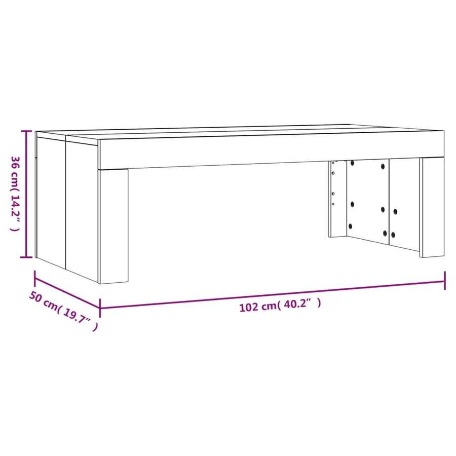 Table basse noir 102x50x36 cm bois d'ingénierie - 9