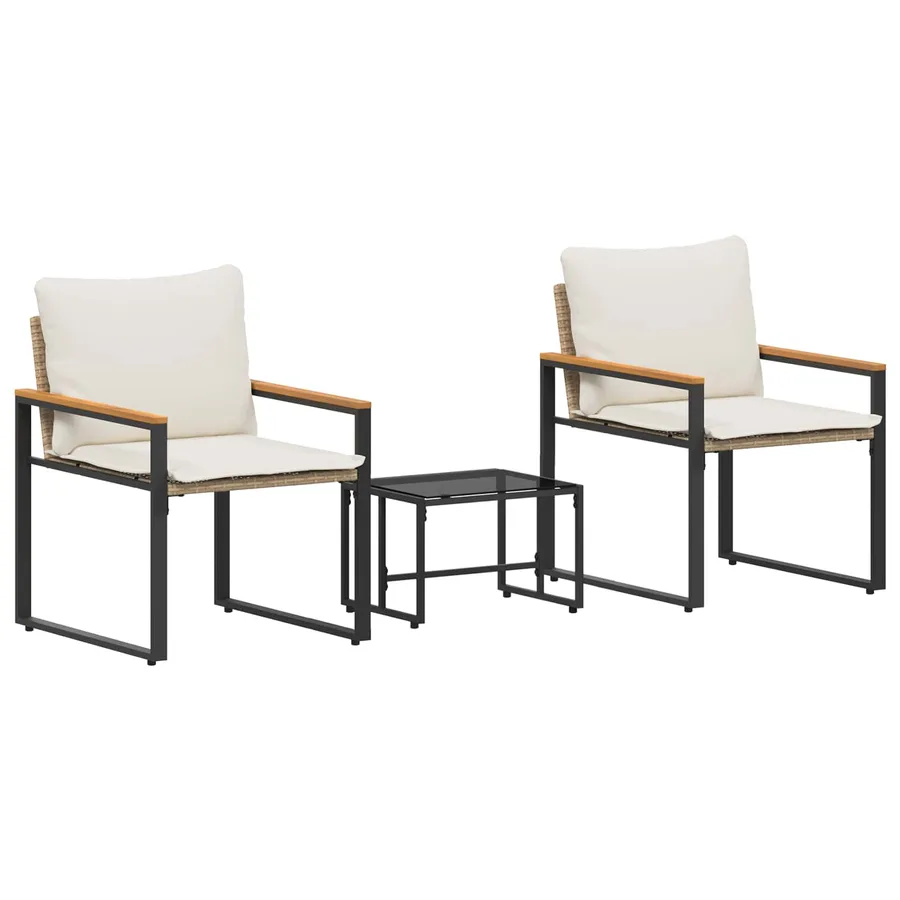 Ensembles de meubles 3 pcs Beige et blanc crème Rotin - 2