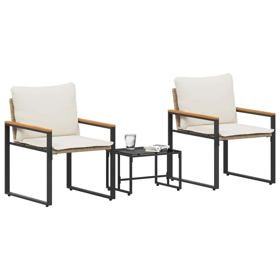 Ensembles de meubles 3 pcs Beige et blanc crème Rotin - 3
