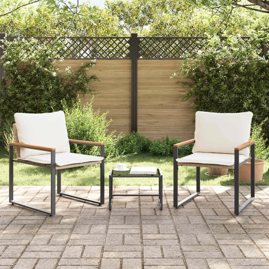 Ensembles de meubles 3 pcs Beige et blanc crème Rotin - 4