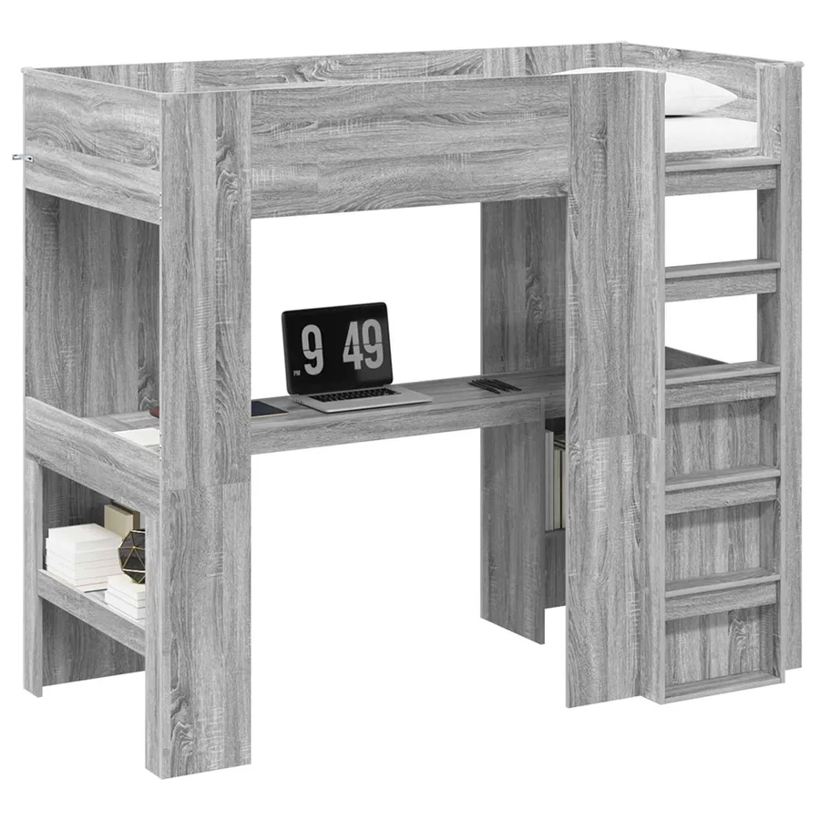 Cadre de lit superposé avec bureau Gris Sonoma 100 x 200 cm - 2