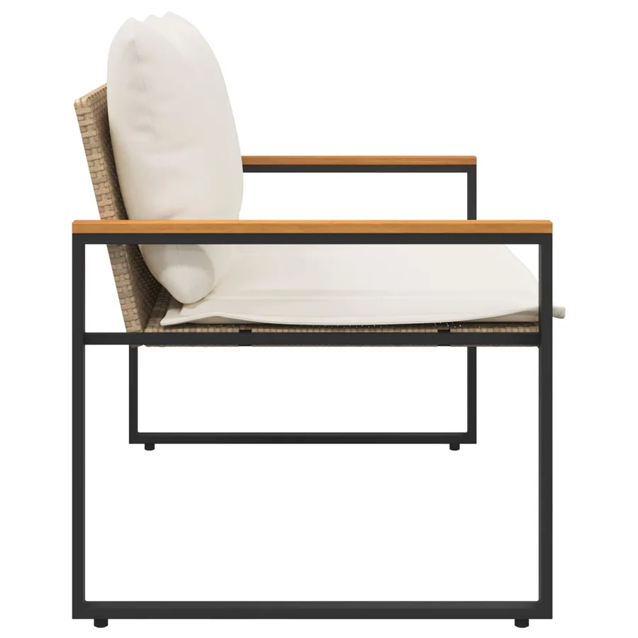 banc avec coussin Beige et blanc crème 115 x 65 x 72 cm Rotin - 6