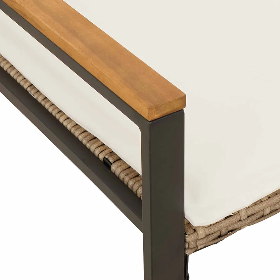 banc avec coussin Beige et blanc crème 115 x 65 x 72 cm Rotin - 8