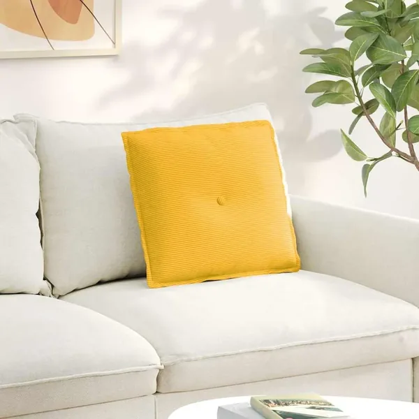 Coussin de Dos Jaune clair 50 x 45 cm Tissu en velours côtelé