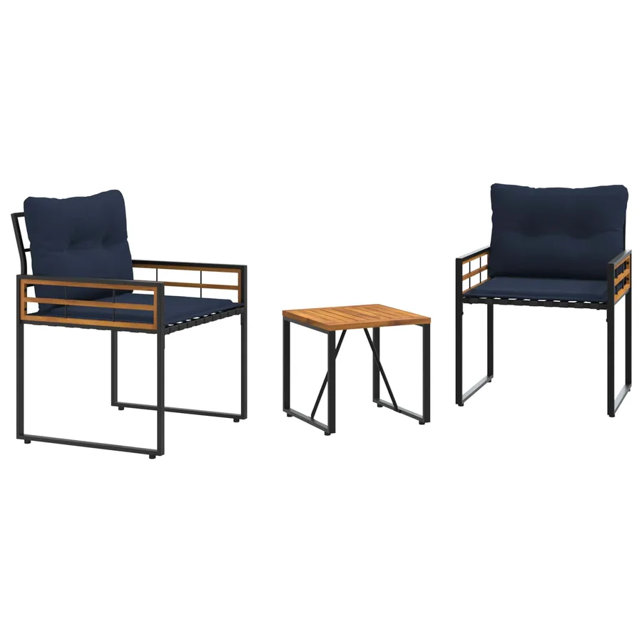 Ensemble de meubles d'extérieur avec coussin 3 pcs Bleu marine - 2