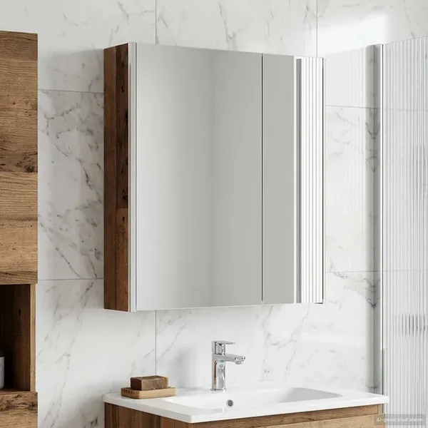 Armoire Miroir de Salle de Bain Bois ancien 63,5 x 15,5 x 70 cm