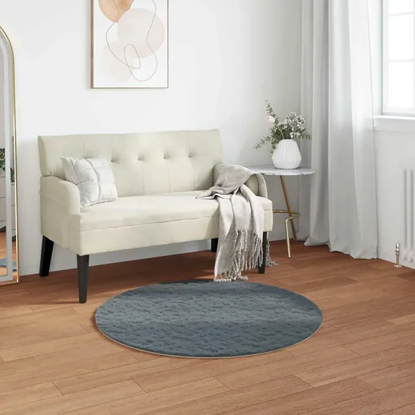 Tapis antidérapant en fausse de lapin OLITE Anthracite Ø 100 cm
