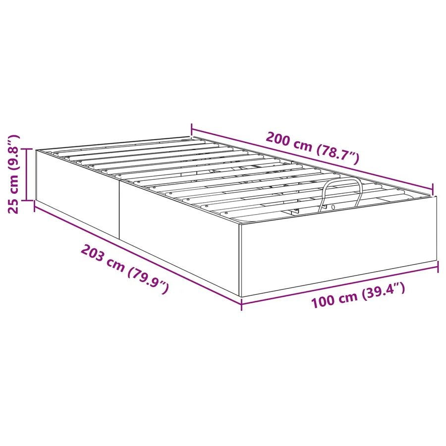 Cadre de lit ottoman Chêne Sonoma 203 x 100 x 25 cm - 11