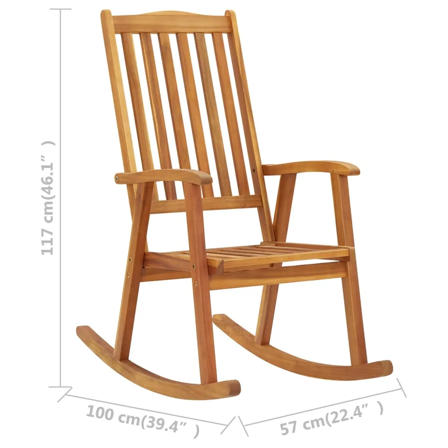 Chaise à bascule avec coussins Bois d'acacia massif - 9