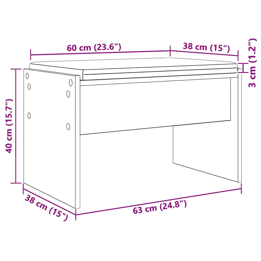 Banc d'entrée avec coussin Blanc 63 x 38 x 40 cm - 11