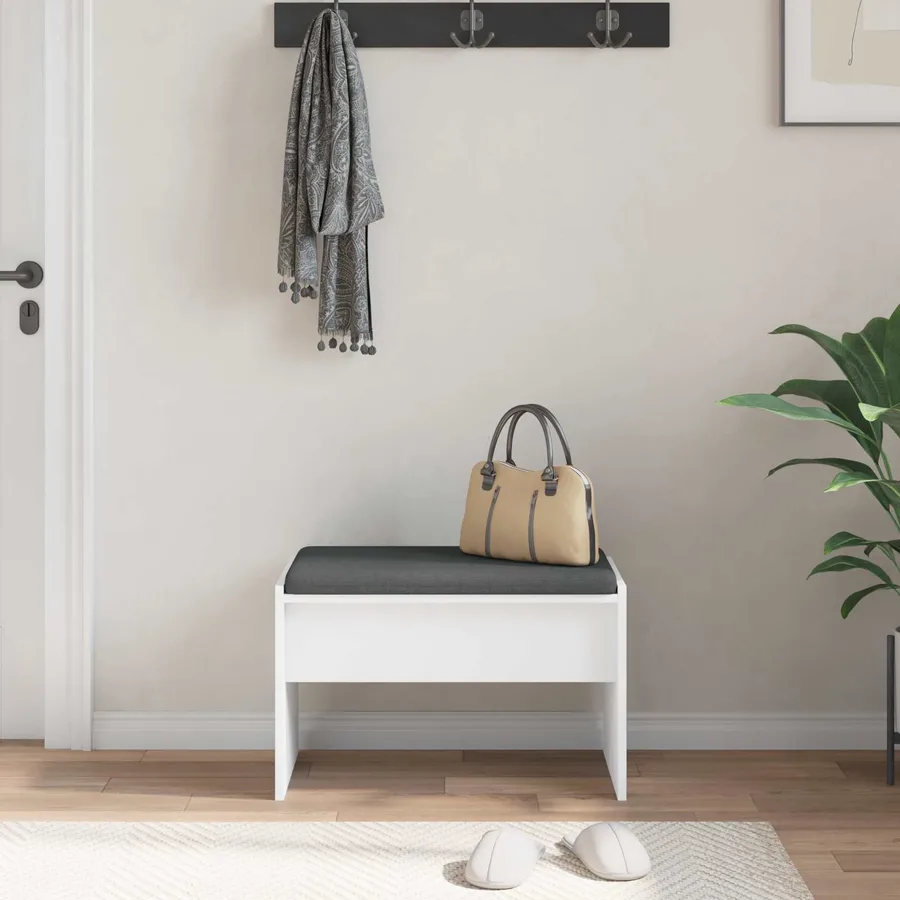 Banc d'entrée avec coussin Blanc 63 x 38 x 40 cm - 4