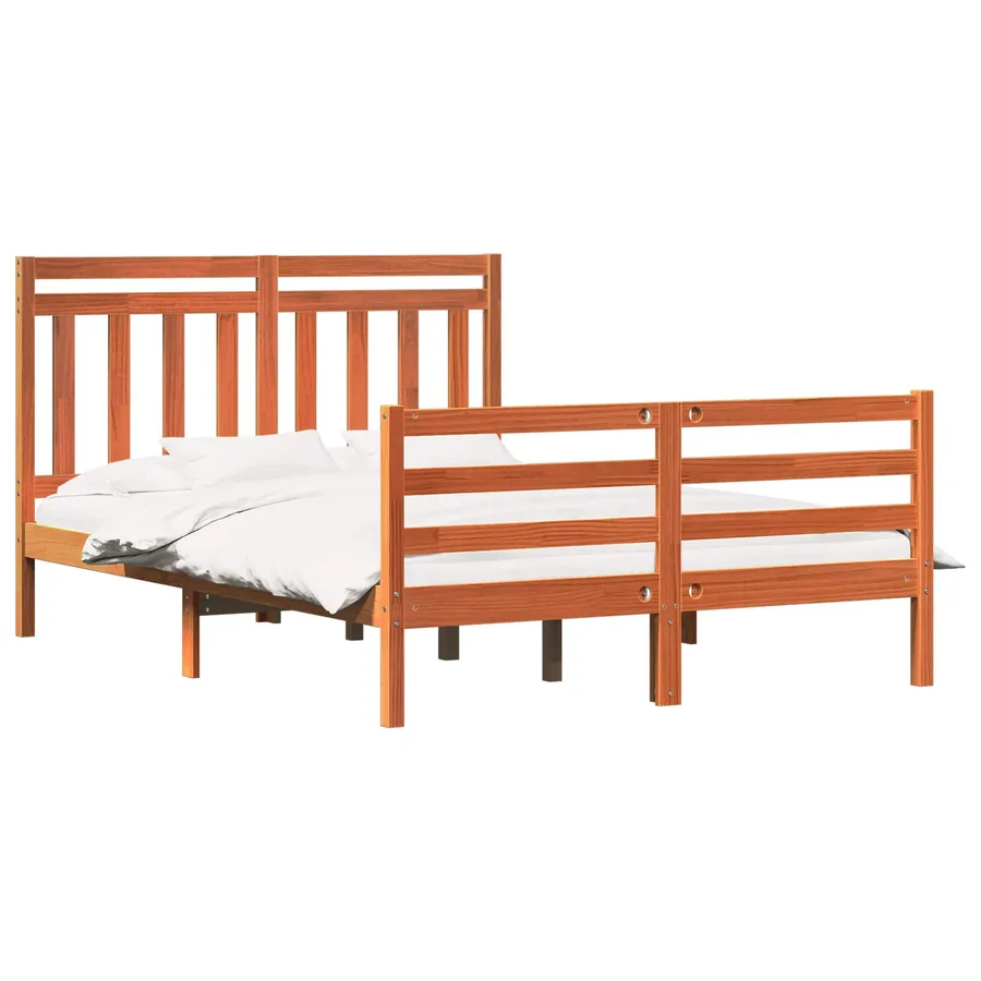 Cadre de lit avec tête de lit Cire marron 140 x 188 cm - 2