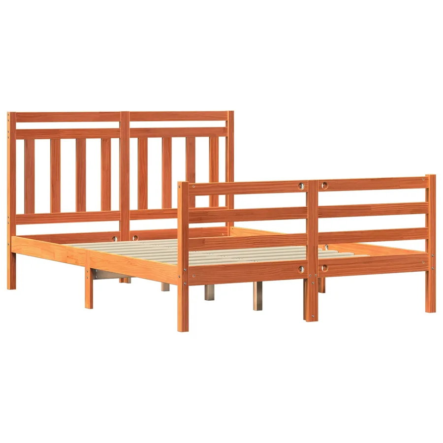 Cadre de lit avec tête de lit Cire marron 140 x 188 cm - 3