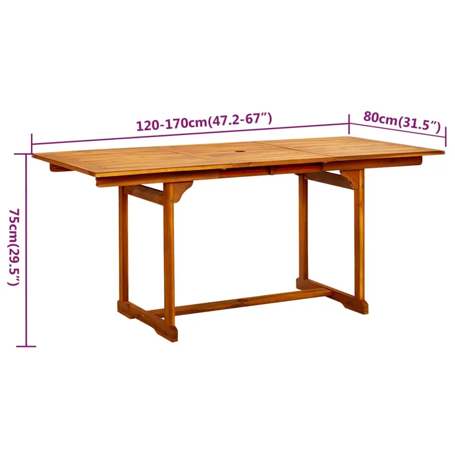 Ensemble à manger de jardin 7 pcs Bois d'acacia massif 120-170 cm - 9