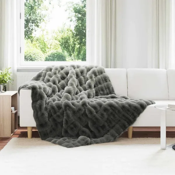 Couverture antidérapante en fausse de lapin Olite Gris foncé