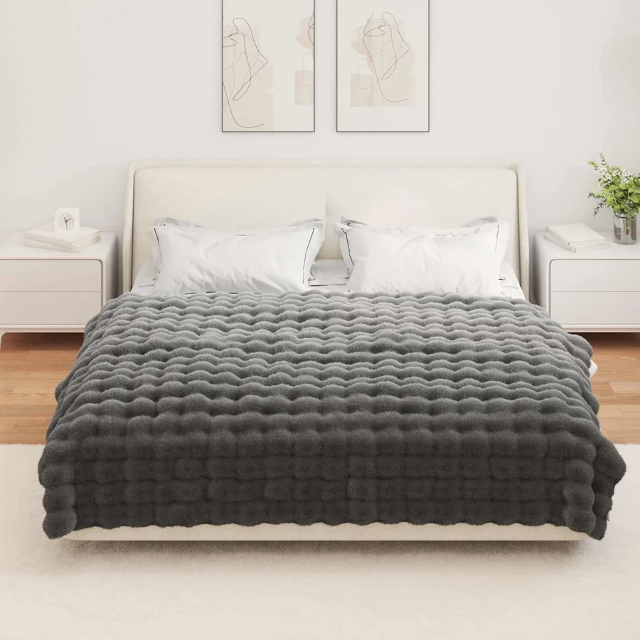 Couverture antidérapante en fausse de lapin Olite Gris foncé - 4