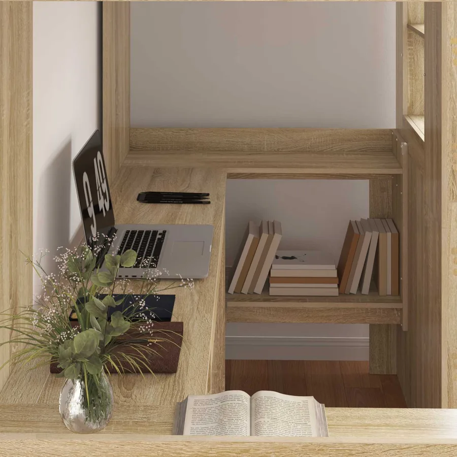 Cadre de lit superposé avec bureau Chêne Sonoma 90 x 200 cm - 3