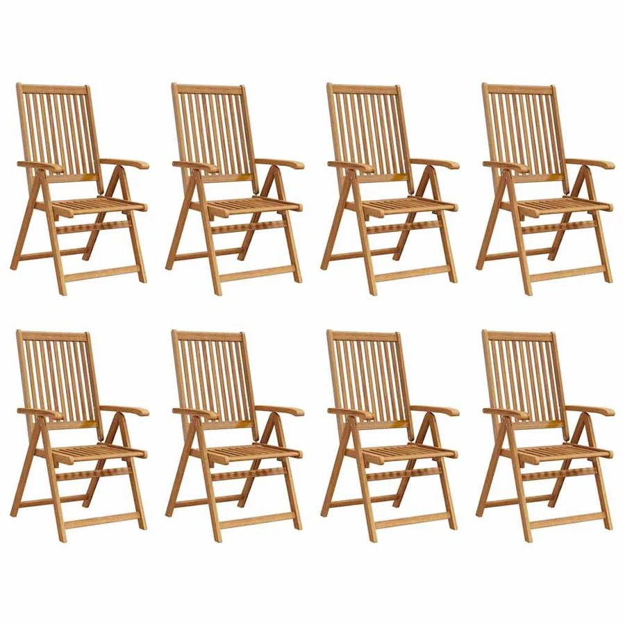 Folding garden chairs set of 8 Solid acacia wood - 5