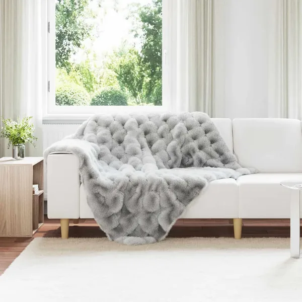 Couverture antidérapante en fausse de lapin Olite Gris