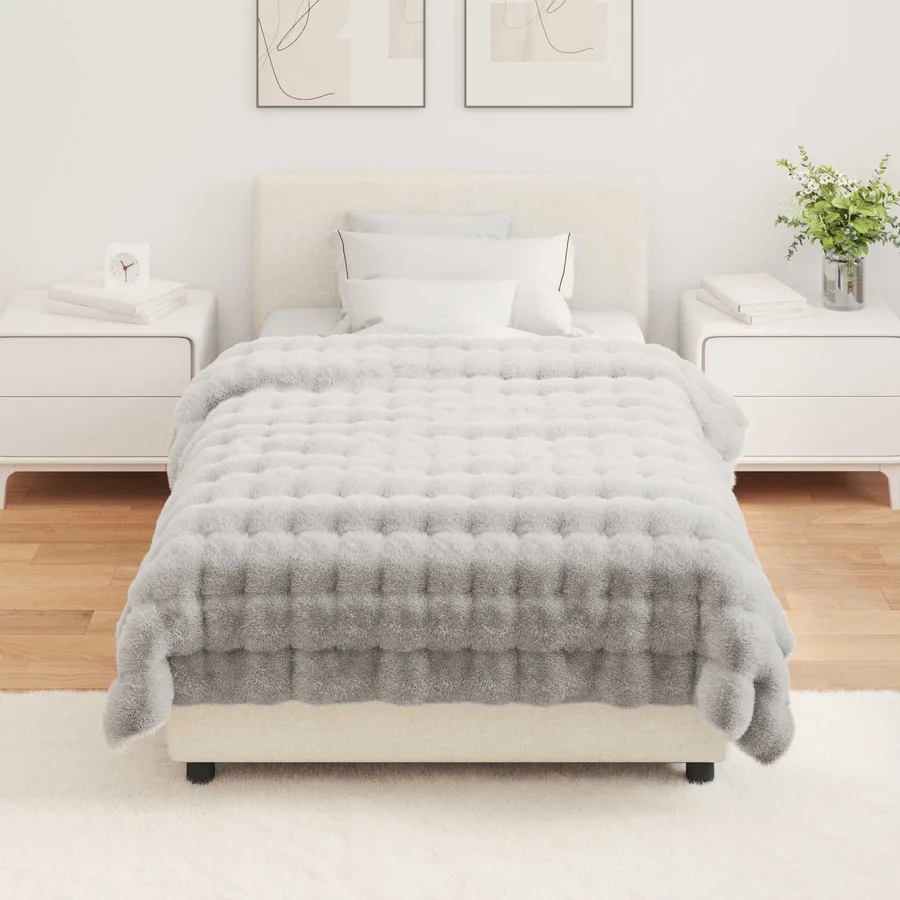 Couverture antidérapante en fausse de lapin Olite Gris - 4